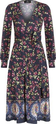 Floral-Print Wrap Midi Dress