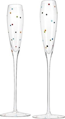 Glass Polka Dot 5.6 oz Champagne Flutes Glass, Set of 2