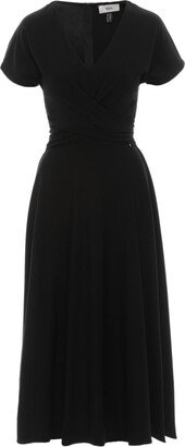 Nissa V-Neck Midi Black Dress