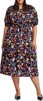 Flamingo Floral Midi Dress