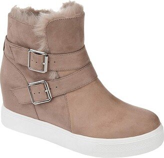 Comfort Foam Angelique Wedge Bootie (Taupe) Women's Shoes