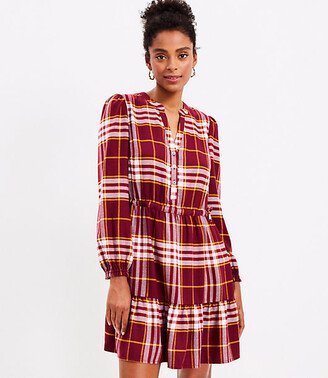 Petite Plaid Side Tie Flare Dress