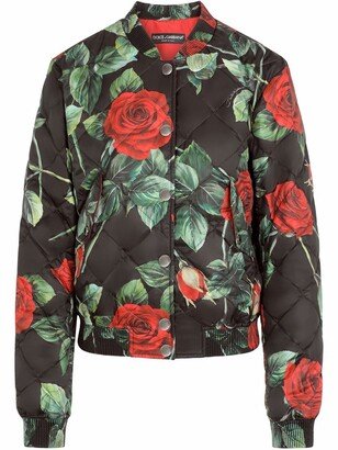 Quilted Rose-Print Jacket