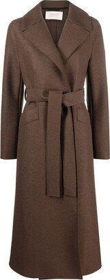 Notched-Lapel Belted Trench Coat-AA