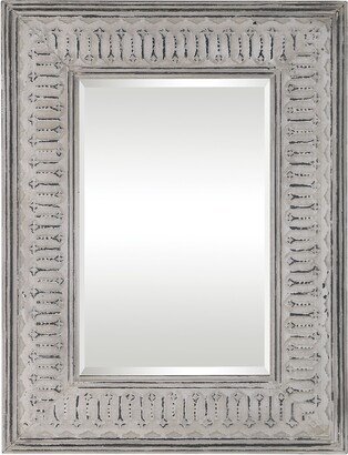 Contemporary Home Living 40 White Wash Metal Rectangle Hanging Wall Mirror