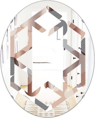 Designart 'Circular Abstract Retro Geometric XIII' Printed Modern Round or Oval Wall Mirror - Hexagon Star
