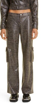 Elias Distressed Faux Leather Cargo Pants