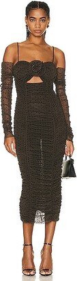 Sleeveless Midi Dress in Brown