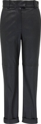 High-Waisted Leather Trousers-AC