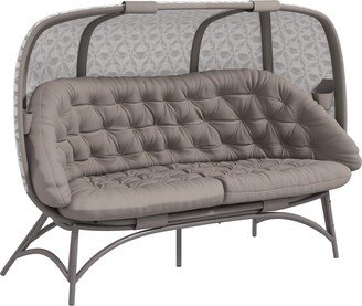 3 Seater Folding Outdoor Egg Chair with Flower Pattern, Holder Bags