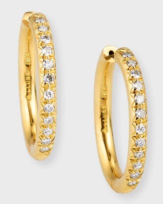 NM Estate Estate 18K Yellow Gold 24 Pave Diamond Hinged Oval Hoop Earrings