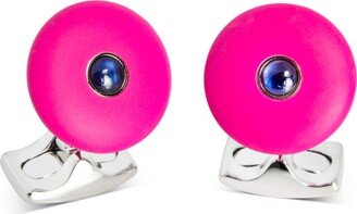 ‘The Brights’ Hot Pink Round Cufflinks With Sapphire Centre