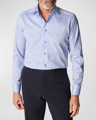 Men's Slim Fit Twill Shirt with Floral Detail