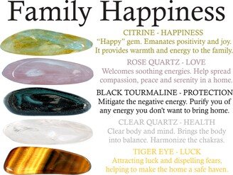 Family Happiness Crystals Set, Citrine, Rose Quartz, Black Tourmaline, Clear Tiger Eye, Gifts, Crystals, Crystal Stones, Gems