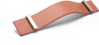 Natural Veg Tan Leather, Solid Brass Hardware, Furniture Pull, Custom Made To Order, Square Ends, Plain Border, Edges Slicked