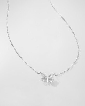 Mimi So 18K White Gold Butterfly Pave Diamond Necklace