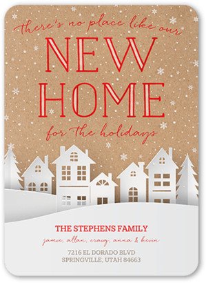 Christmas Cards: Snowy Suburbs Moving Announcement, Beige, 5X7, Standard Smooth Cardstock, Rounded-AA