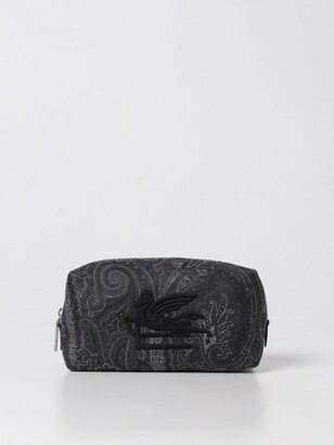 beauty case in jacquard cotton with embroidered Pegasus