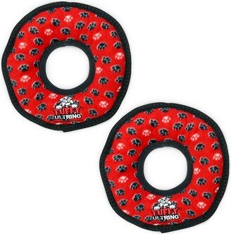 Tuffy Ultimate Ring Red Paw, 2-Pack Dog Toys
