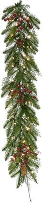 Mixed Pine Garland with Pinecones and Red Berries