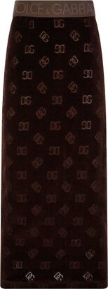 Monogram-Pattern Straight Hem Midi Skirt