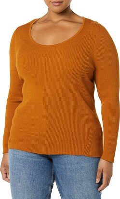 Women's Fine Gauge Stretch Scoop Neck Long-Sleeve Sweater (Available in Plus Size) (Previously Daily Ritual)-AA