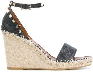 Double Rockstud 95mm wedge sandals-AA