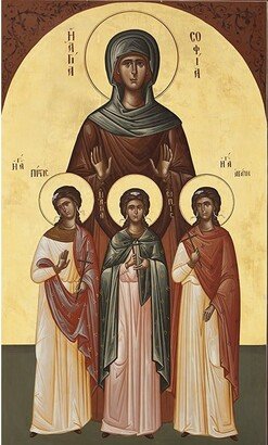 Orthodox Icon Saint Sophia Of Rome, St Icon, Mother Faith Hope & Charity, Christian Family Gift, Russian-AA