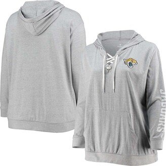 Women's Plus Size Heathered Gray Jacksonville Jaguars Lace-Up Pullover Hoodie