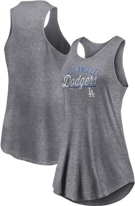 Women's Branded Heather Gray Los Angeles Dodgers Simplicity Swing Racerback Scoop Neck Tank Top