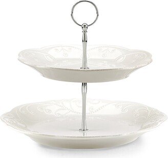 French Perle White 2-Tiered Server