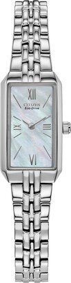 Ladies' Eco-Drive Classic Dress Corso Stainless Steel Rectangle Watch with Mother-of-Pearl Dial