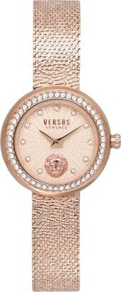 VERSUS VERSACE Lea Petite Ip Rose Gold L.rose Dial Iprg Mesh Band Swarovski Wrist Watch Rose Gold