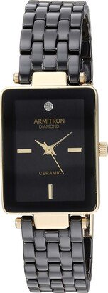 Armitron Women's 75/5613BKGP Diamond-Accented Gold-Tone and Black Ceramic Bracelet Watch