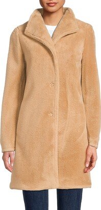 Relaxed Collar Faux Fur Coat
