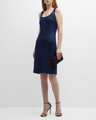 Metallic Check Paillette Knit Sleeveless Dress