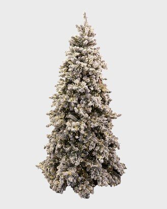 Barcana Snowy Royal Majestic Pine Pre-Lit Christmas Tree w/ Cluster Warm White LED Lights, 9'