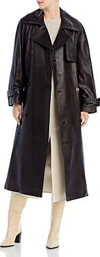 Henri Belted Leather Trench Coat