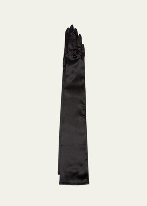 Sfilata Long Black Satin Gloves