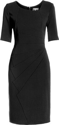 Rumour London Amelie Fitted Knee Length Dress With Asymmetrical Neckline In Black