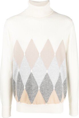 Argyle-Pattern Roll-Neck Jumper