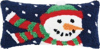 Winter Snowman Hooked Throw Pillow
