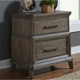 2 Drawer Night Stand w/ Charging Station in Brown