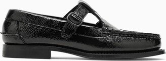 Black shiny leather loafer