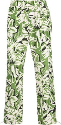 Floral-Print Straight-Leg Trousers-AA