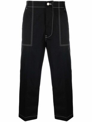 Wide-Leg Stitched Trousers