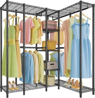 VIPEK L50 Protable Closet Rack Freestanding Wardrobe L Shaped Clothes Rack Heavy Duty Metal Clothing Rack, Medium Size, Black