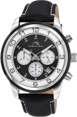 PORSAMO BLEU Men's Arthur Chronograph Leather Strap Watch, 44mm