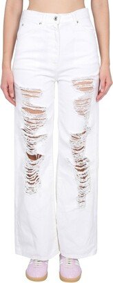 Mid-Rise Distressed Bootcut Jeans-AA