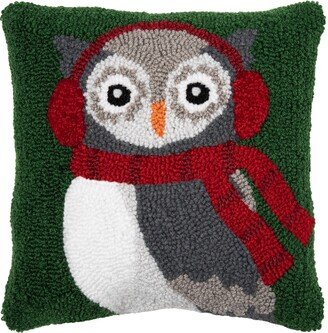 Winter Owl Hooked Pillow-AA